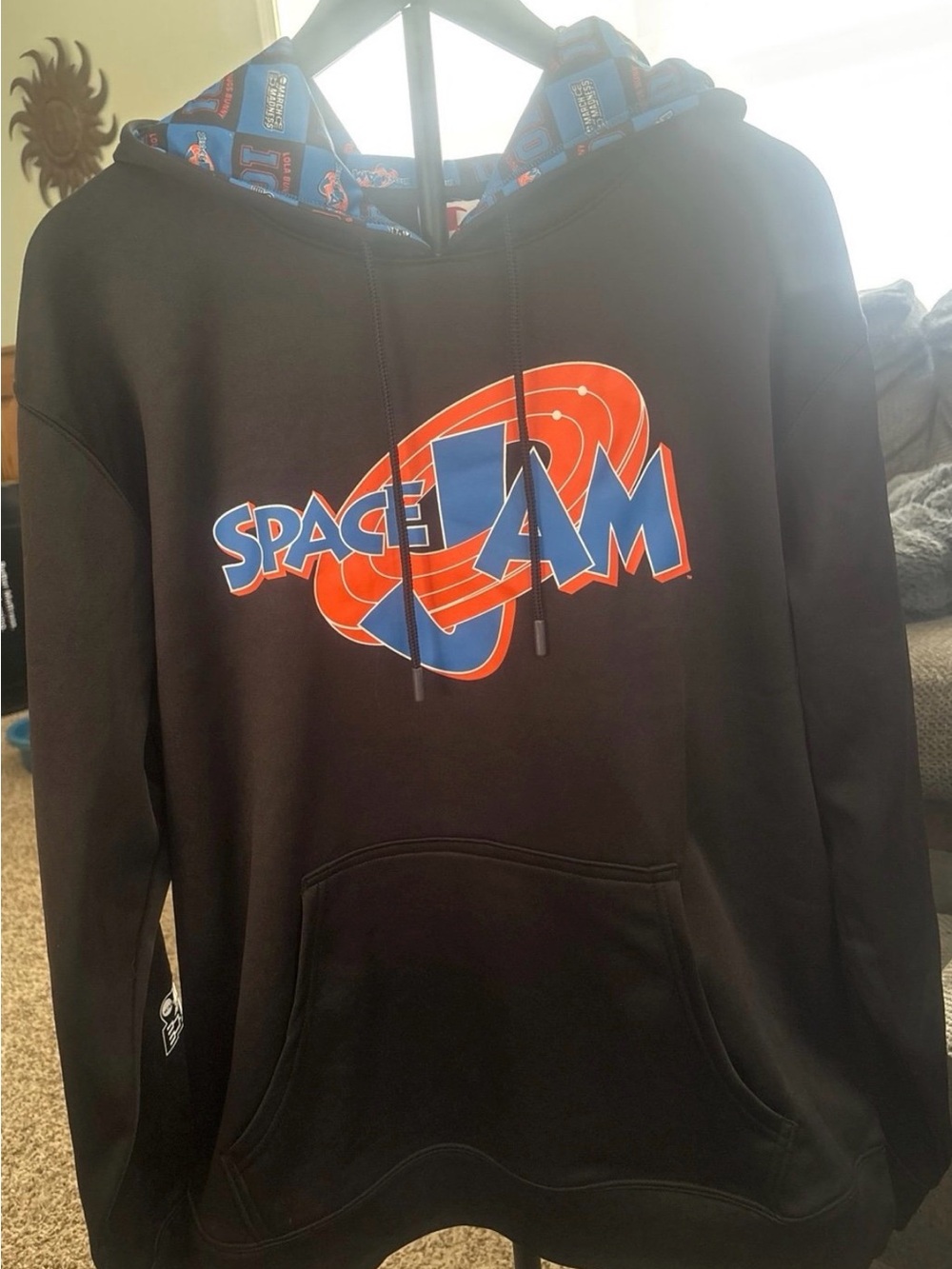 Champion Men's Black Hoodie with Blue & Orange Space Jam Logo
